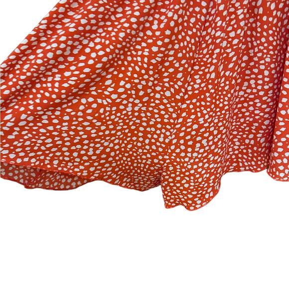 She + Sky Small Orange and White Spaghetti Strap Petal Skirt Romper - Picture 6 of 11